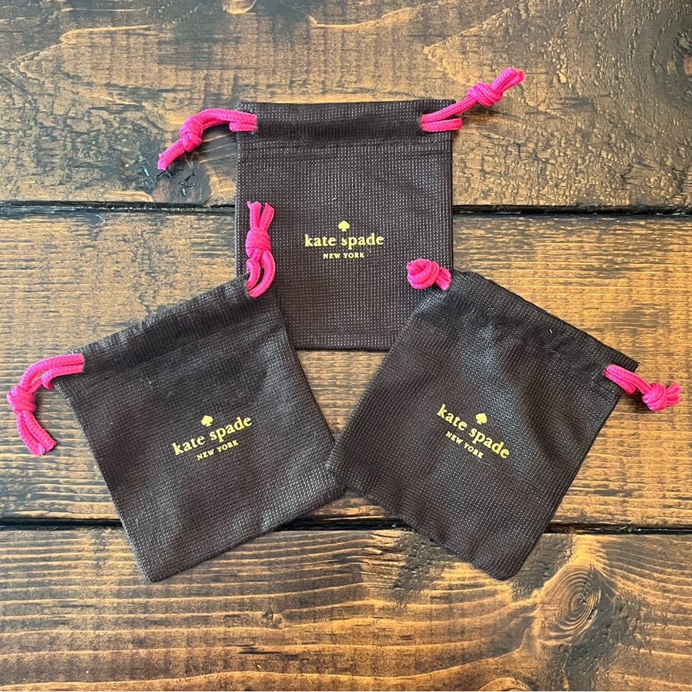 Kate Spade Brown Drawstring Jewelry/Accessory Bag Pouches-Set of 3